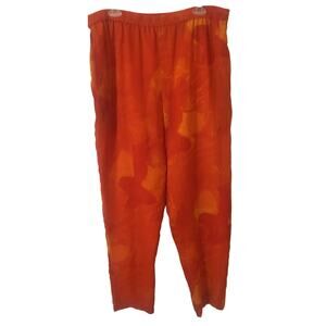 Sunset Orange Large Pull On Pants, Lined, 100% Polyester Little Elasticity Left